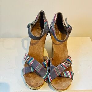 Toms Colorful Striped Wedge Sandals